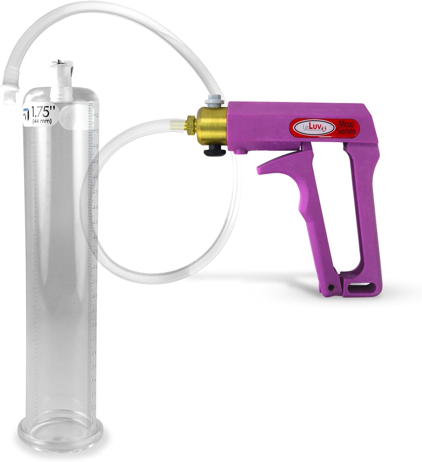 LeLuv Maxi Purple Handle Penis Pump 9" Length x 1.75" Diameter Round-Flange Cylinder