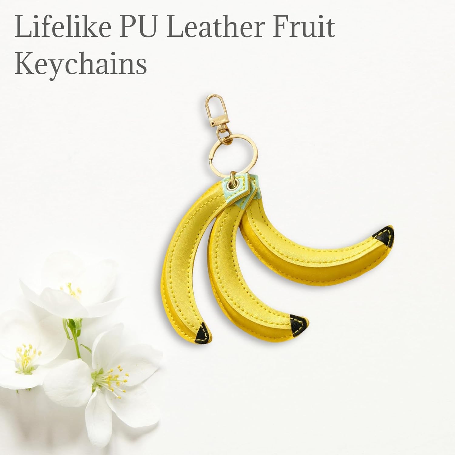 Leather Banana Keychain - Lifelike PU Leather Fruit Keychains with Alloy Buckle Charm, Bag Accessory for Women, Wallet Pendant, Schoolbag Pendant, Gift for Women and Delicate Trinket Lovers - Image 2
