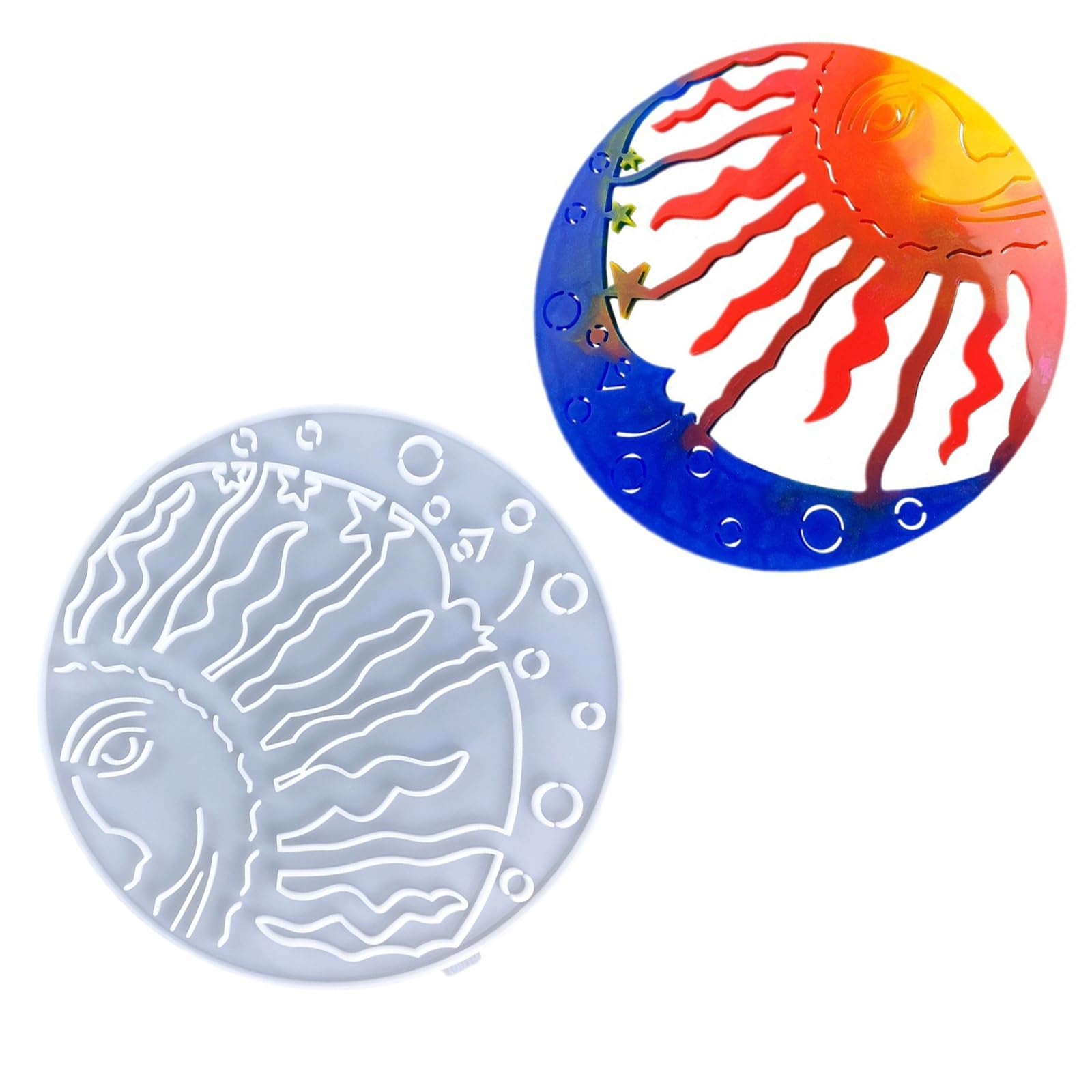 Moule lune et soleil en silicone souple avec motifs haute définition