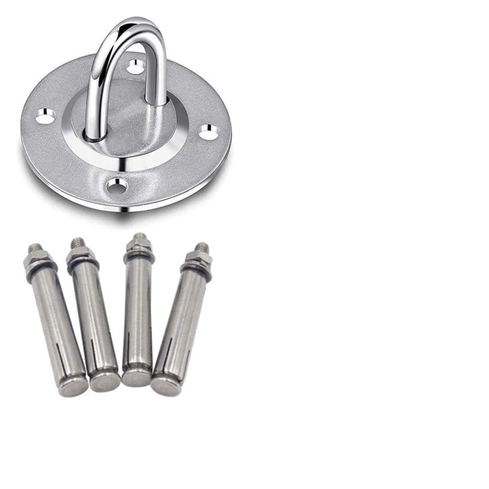 Load-Bearing Hook,Stainless Steel Suspension Bracket Hammock Mount Ceiling Hook Anchor Hanger for Gym Training Aerial Yoga Sex Swing Hanging Kit(Round Base A)