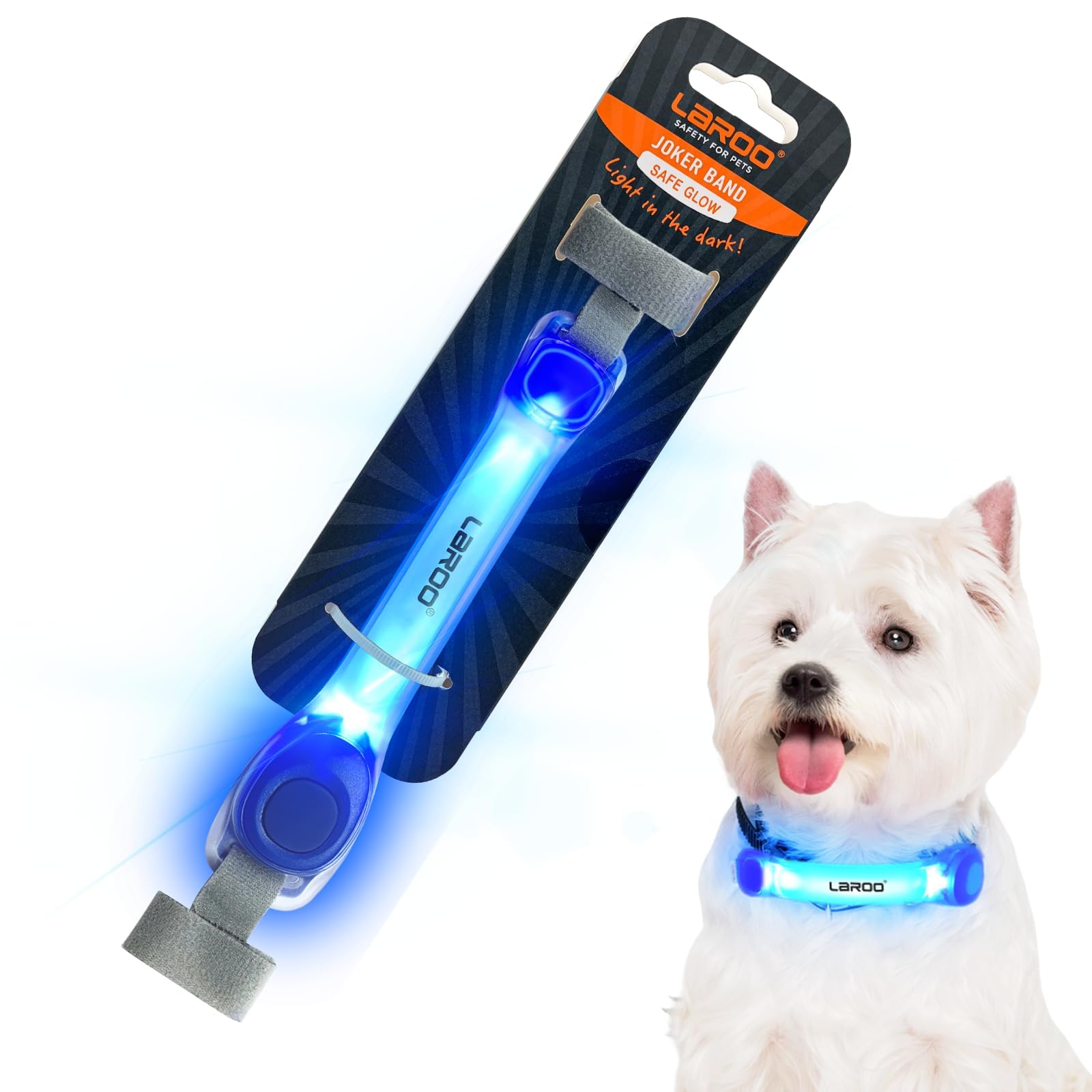 Amazon | LaRoo 犬猫用安全LEDライトバンド 柔らかい素材 防水 電池