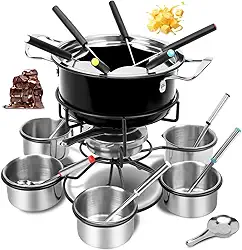 Pearpot Conjunto de Fondue, 19 Peças, Aço Inoxidável, Preto, Para 6 Pessoas