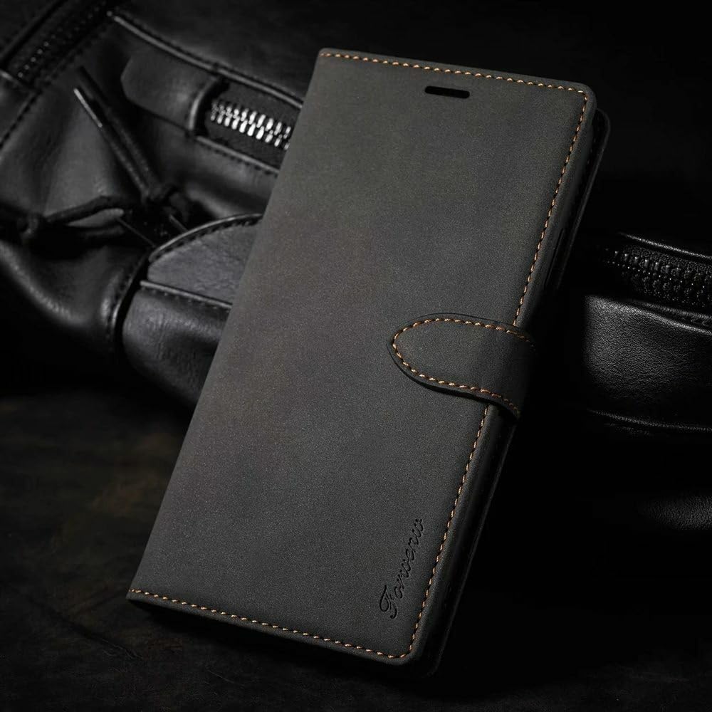 Generic etui kompatybilne z iPhone 16 PRO MAX (kolor: czarny) skórzany portfel magnetyczne etui z klapką z dodatkowym miejscem na karty