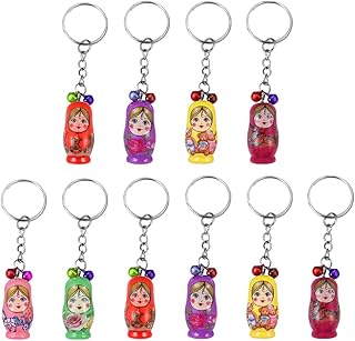 STOBOK 36Pcs Bambole Russe di Nidificazione Portachiavi Mini Legno Matrioska Bambole Portachiavi Giocattoli Bambole Russe Portachiavi Regalo Favore di Partito (Stile Casuale)