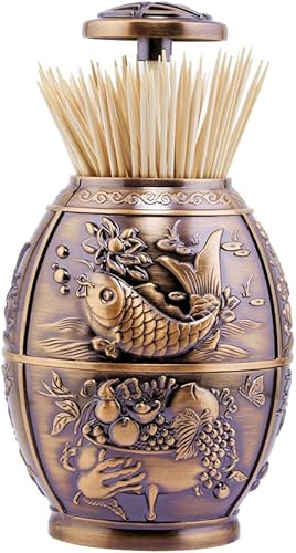 Estuche para palillos de dientes automático de metal retro estilo empuje, contenedor para el hogar, restaurante, cafetería, club, bar, hotel, uso