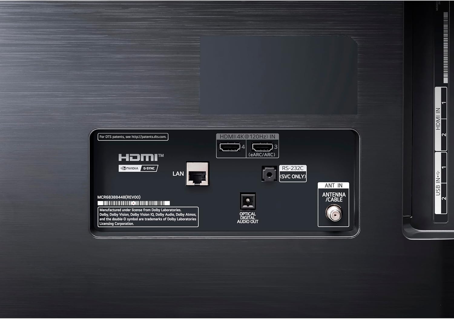 Close-up of the side input ports on the LG B3 Series OLED TV