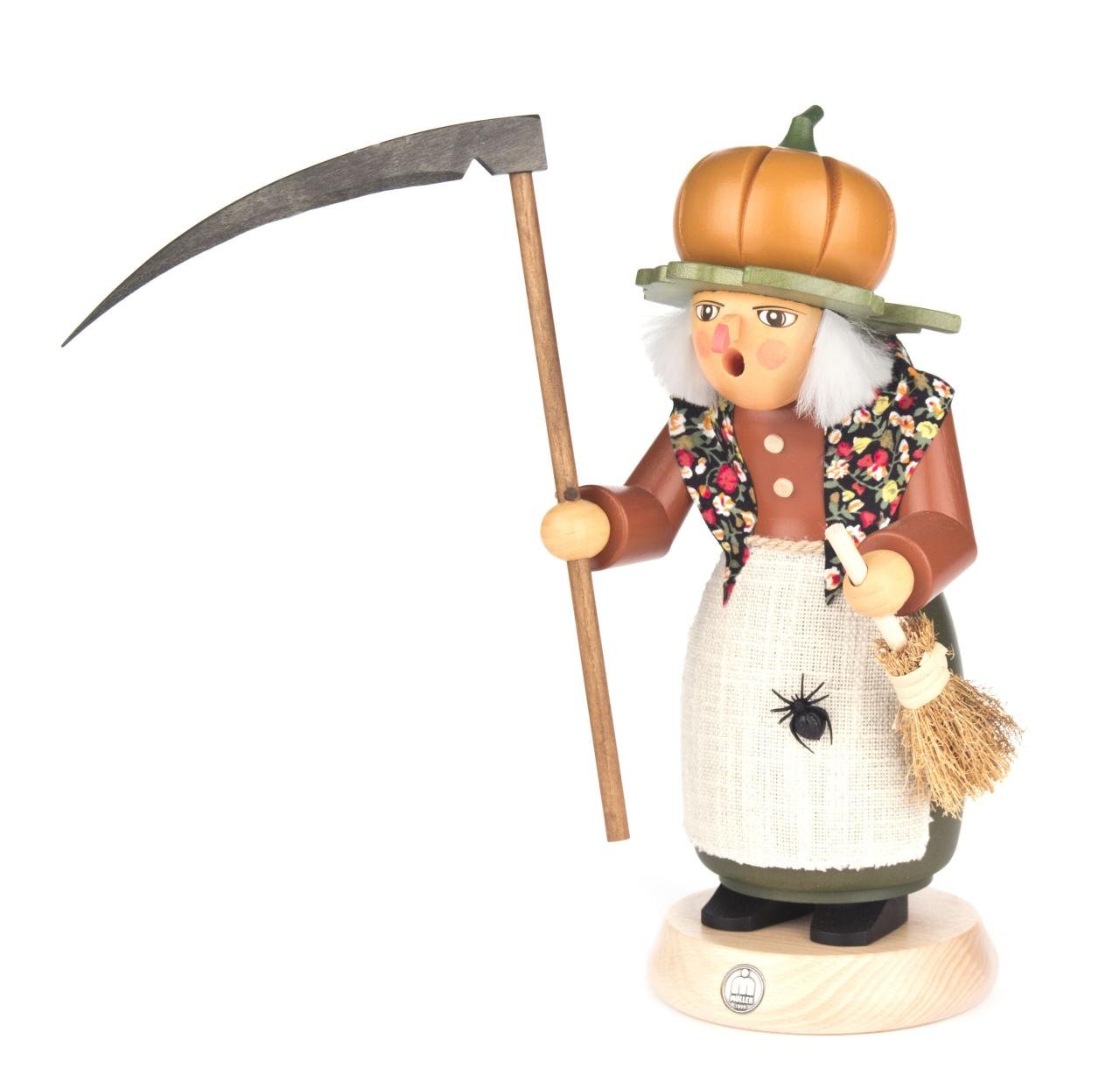 Räucherfrau Halloween-Hexe von DREGENO SEIFFEN 23cm – Original erzgebirgische Handarbeit, stimmungsvolle Weihnachts-Dekoration