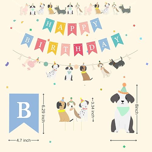 Vista 56 de Cartel con temática de perro feliz cumpleaños, decoración colorida para niños, bebés, perros, suministros de fiesta de cumpleaños Perro