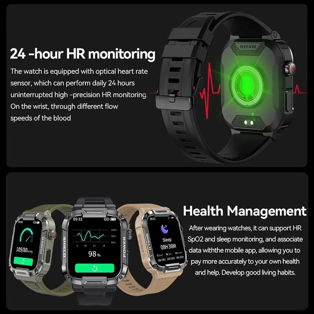 Smartwatch z pulsometrem, zegarek fitness dla mężczyzn, wodoodporny zegarek sportowy z wieloma trybami sportowymi, smartwatch z funkcją połączenia Bluetooth, długi czas pracy baterii, tracker