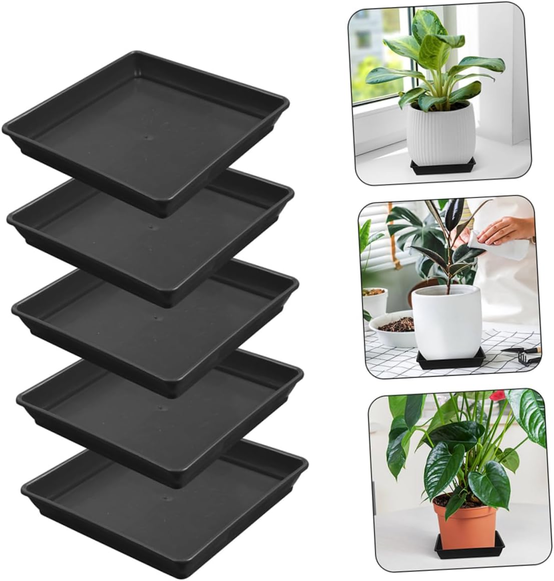 Reusable Plastic Plant Saucer Trays 10 Pack for Drainage and Protection