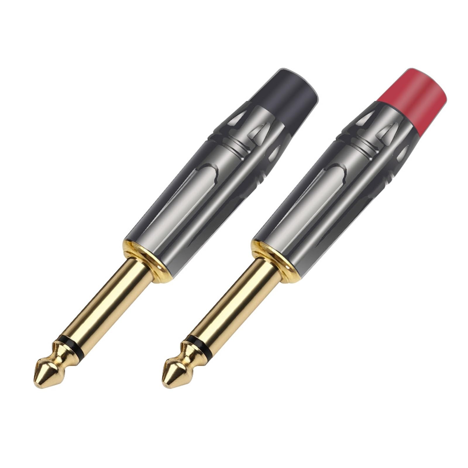 10 szt. złącze mono jack 6,35 mm mosiężne 2-biegunowe 6,3 mm wtyczka 1/4 cala złącze kabla mikrofonu audio (5 x czarne, 5 x czerwony)