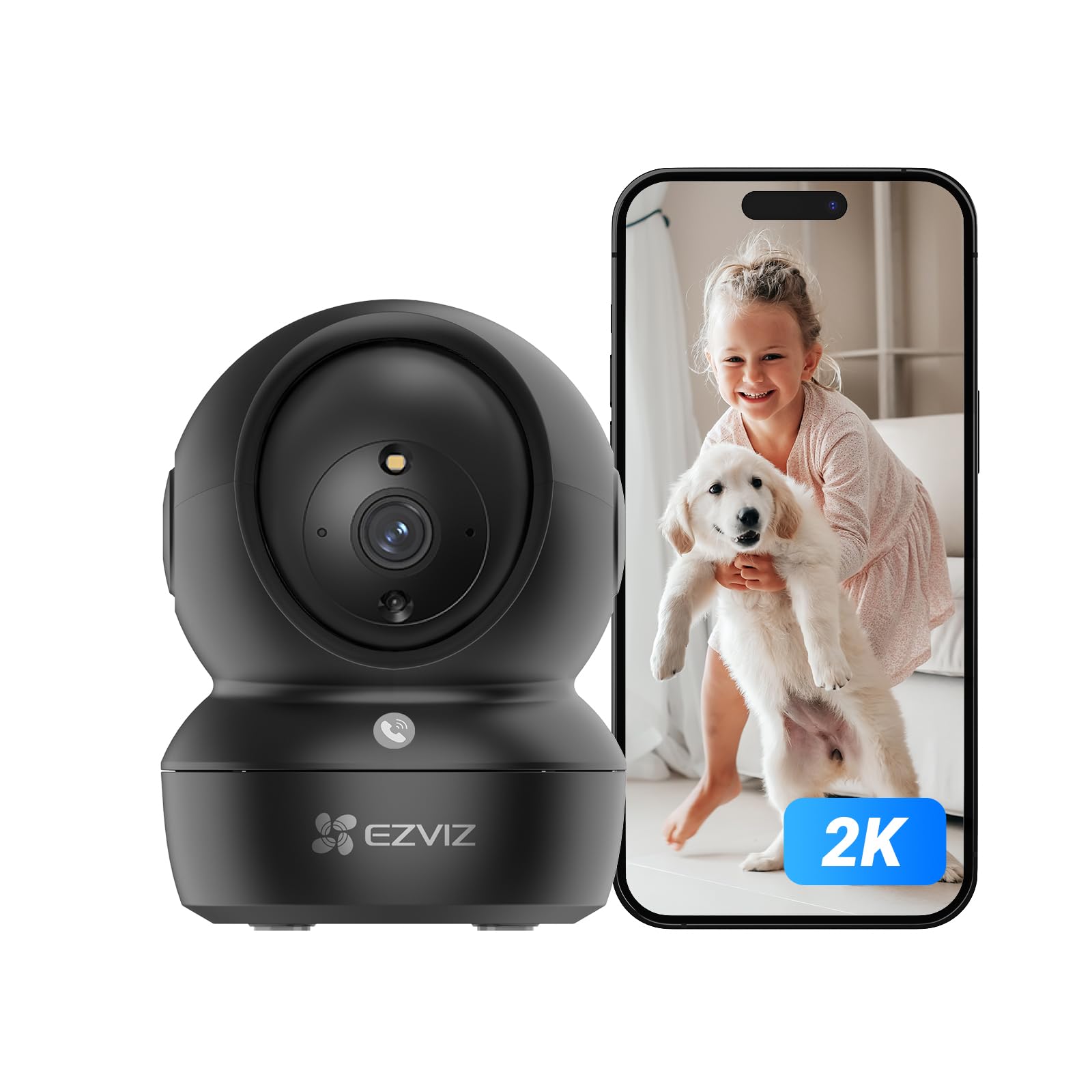 EZVIZ C6N Pro, 2K Indoor Camera Wireless, Baby Monitor with Call Button, Pet Camera Sound Detection, 360° Pan/Tilt/Zoom