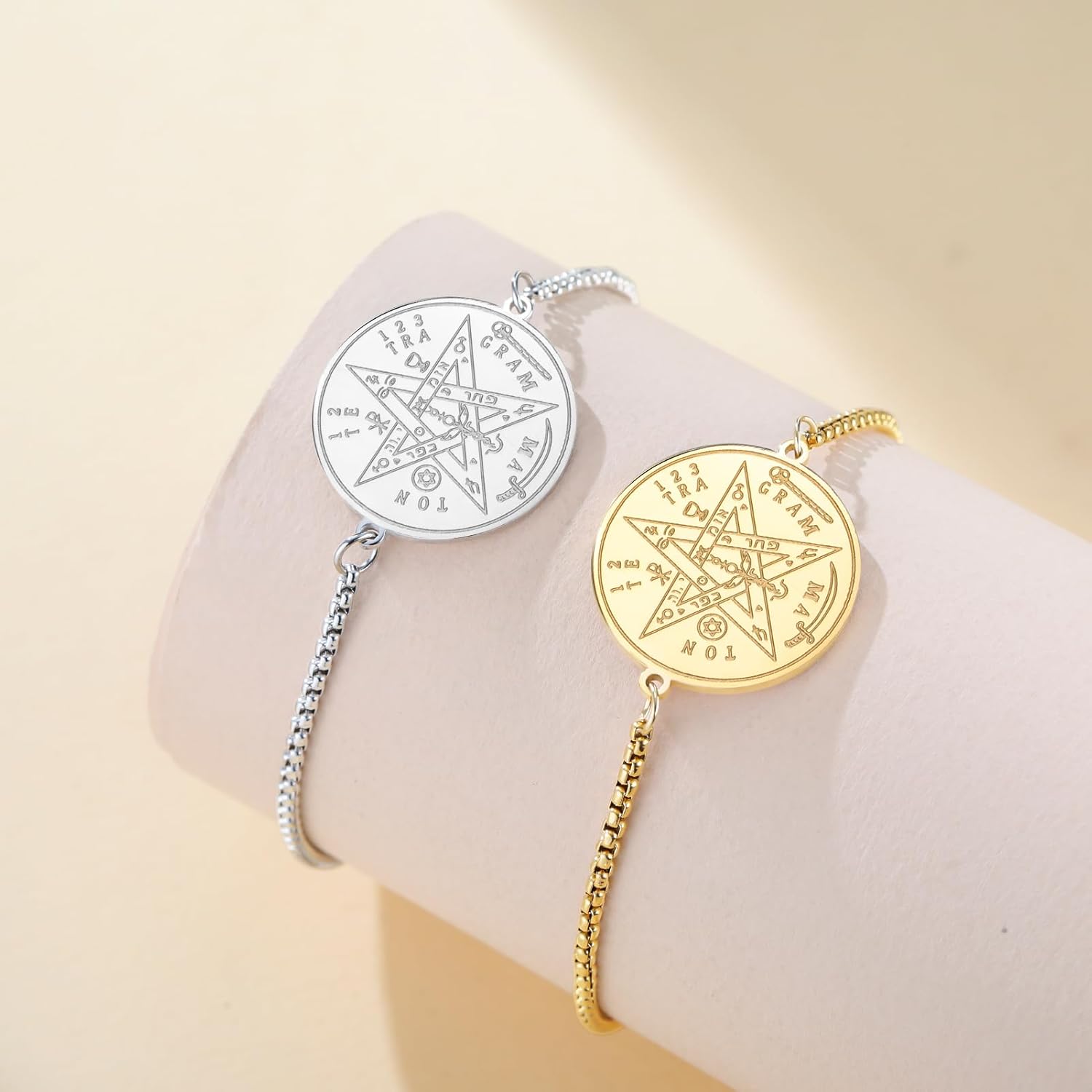 LIKGREAT Tetragrammaton Bracelet Stainless Steel Pentagram Solomon Seal Bracelet Hebrew Protection Amulet Religious Jewelry for Women Men - Image 5