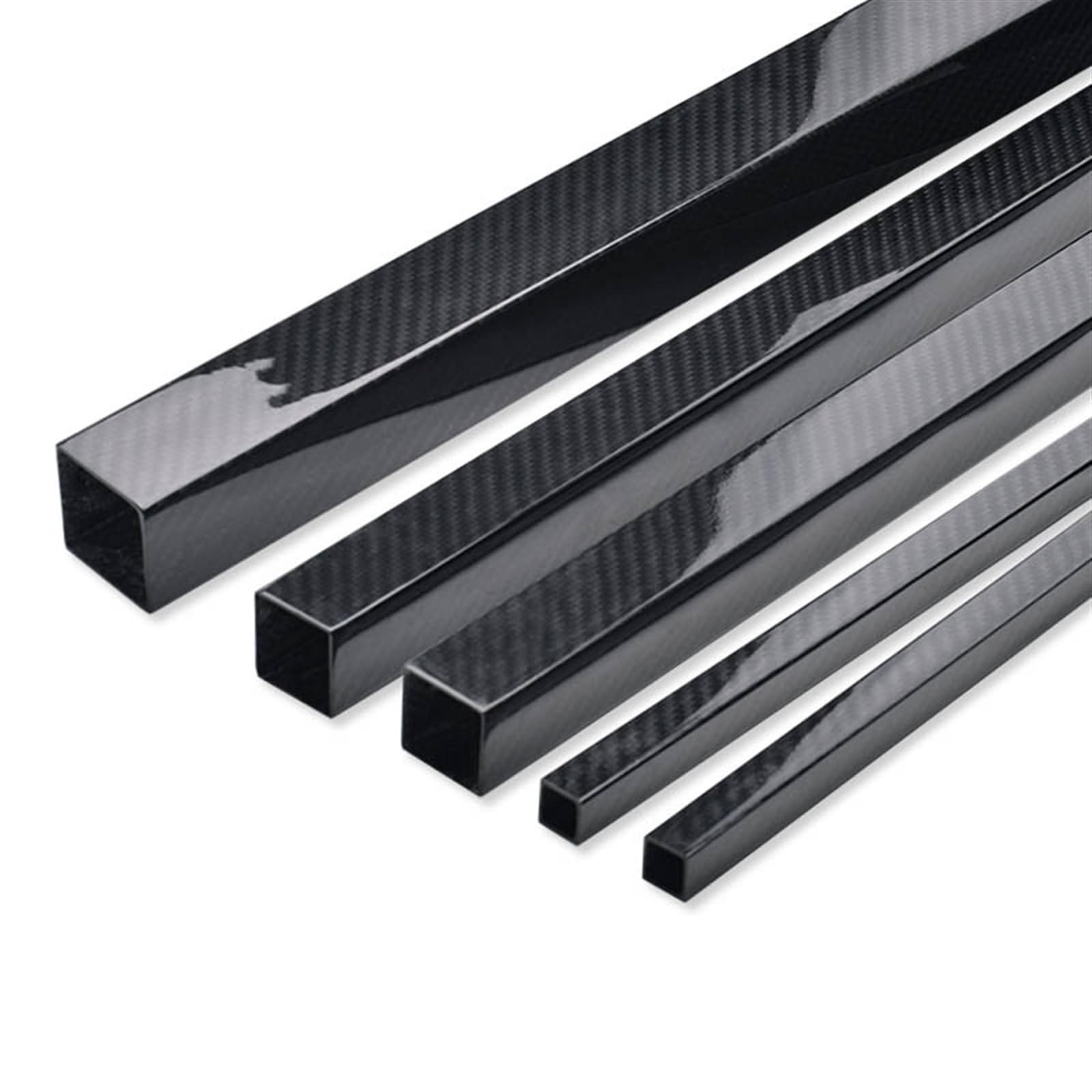 Tubo Cuadrado De Fibra De Carbono Tubo cuadrado de fibra carbono 2 piezas, longitud 500 MM, superficie pintada, sarga tubo completo 3K, diámetro exterior 8, 10, 12, 14, 15, 16, 17 y 18