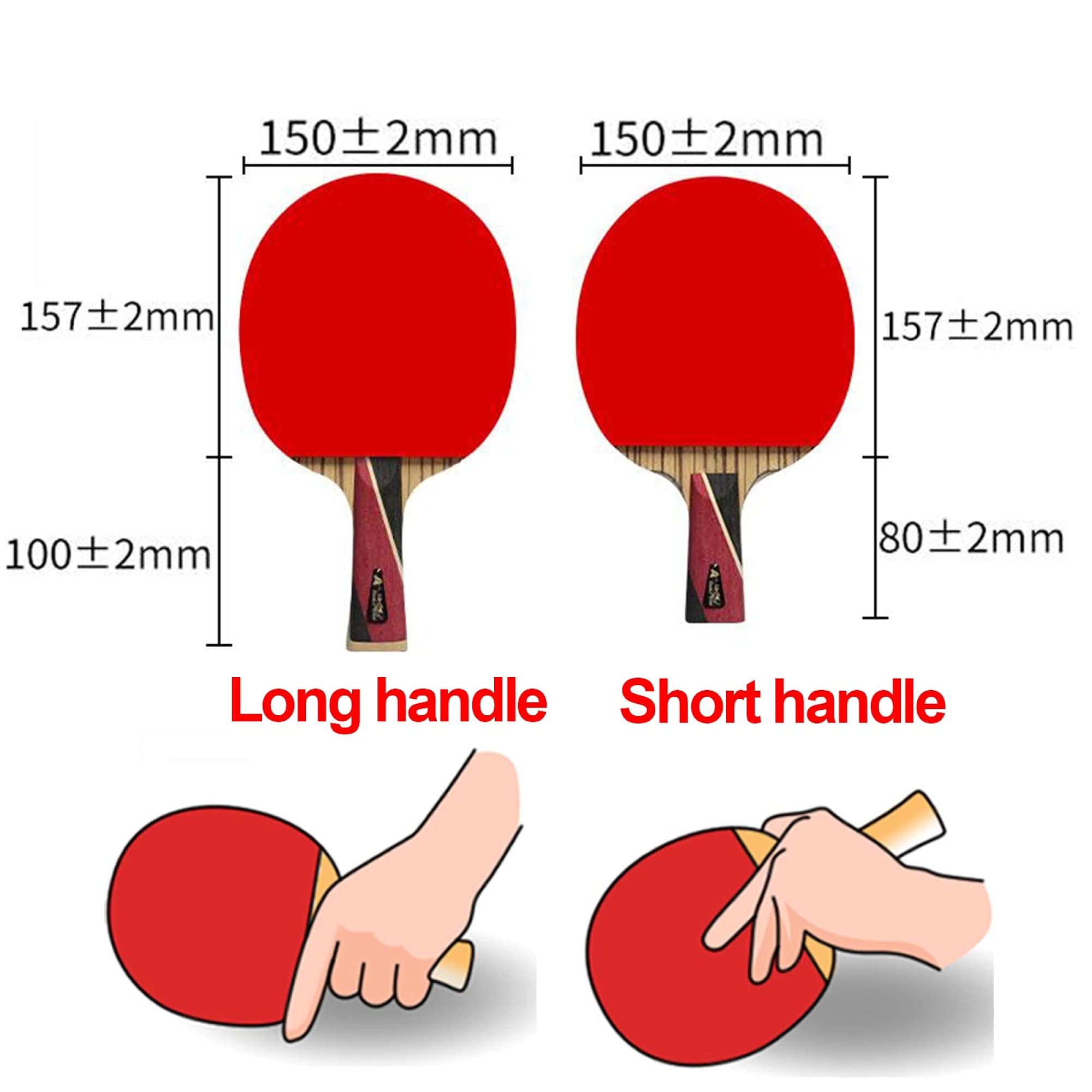 Set Di Racchette Da Ping Pong, Premium, Gomma Approvata ITTF for Tornei, Con Tecnologia In Fibra Carbonio/8 Stelle/Manico Lungo