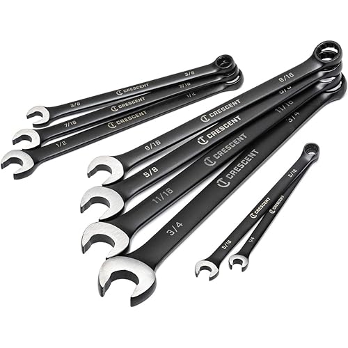 Crescent 9 Piece X10 12 Point Long Pattern Combination SAE Wrench Set - CCWS9BS