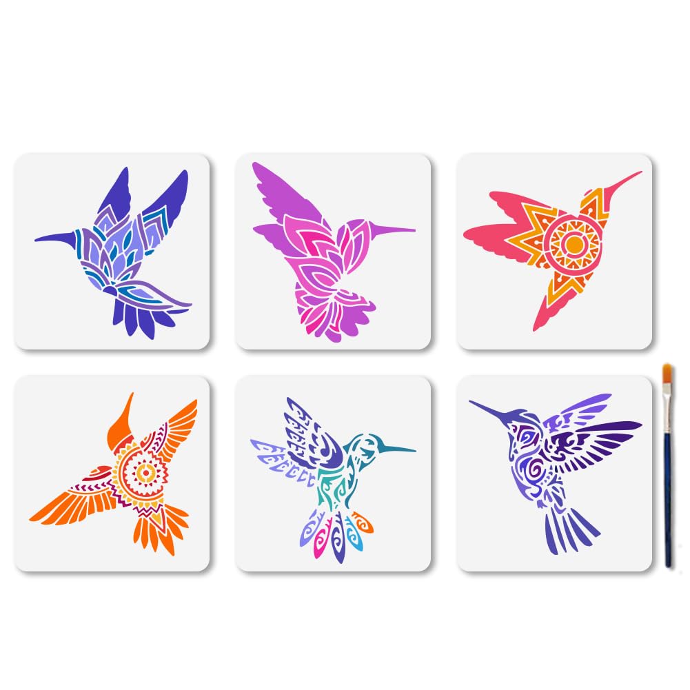 Plantillas de colibrí y mandala de 14 cm para pintar madera sin borrones