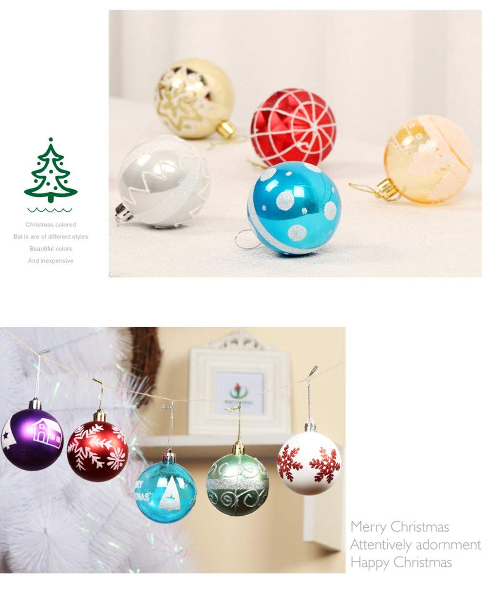 24 Stück Weihnachtskugel-Ornamente, 6 cm, bruchsicher, bemalt, zum Aufhängen, Weihnachtsbaum-Dekorationsset für Urlaub, Hochzeit, Weihnachtsdekoration (Roségold)