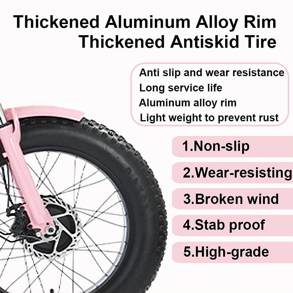 Tricycle électrique Adulte à Assistance électrique, pneus Tout-Terrain Larges 20 x 4, 2 paniers de Rangement, Selle réglable, Confort Optimal, Charge maximale 200 kg, vélo électrique à 3 Roues, Rose