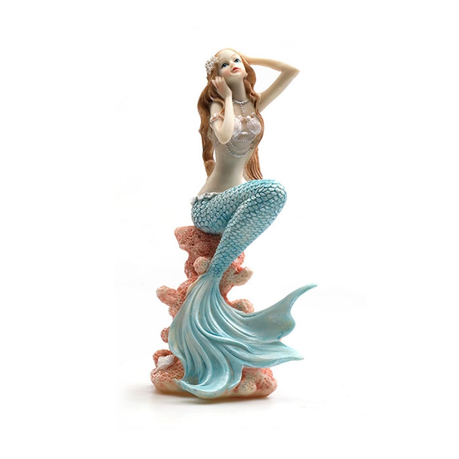 Kukuuu One Color Aquarium Mermaid Princess Statue Sculpture Landscaping Figure Modern Home Ornament Decor Gift(5)
