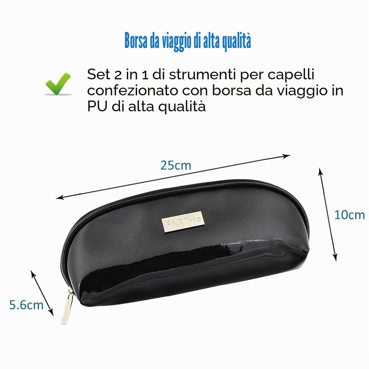 FARI Ferro arricciacapelli da viaggio e mini piastra lisciante 2 in 1, set di ferri arricciacapelli e piastra per capelli, resistente al calore e custodia da viaggio inclusi