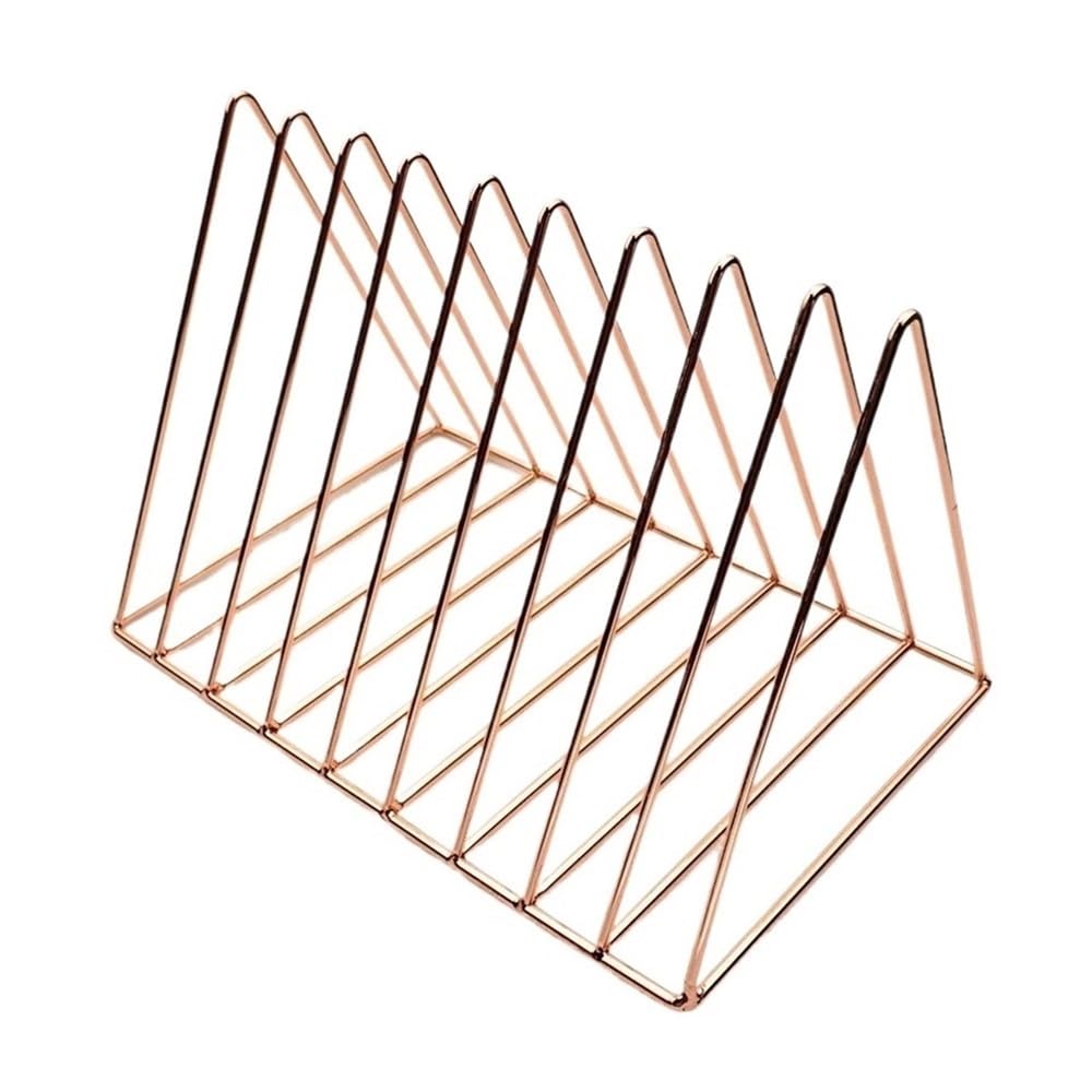 Stojak na dokumenty Regał na książki Iron Triangle, biurko do nauki, stojak na czasopisma, artykuły biurowe, edukacyjne i kulturalne(Gold)
