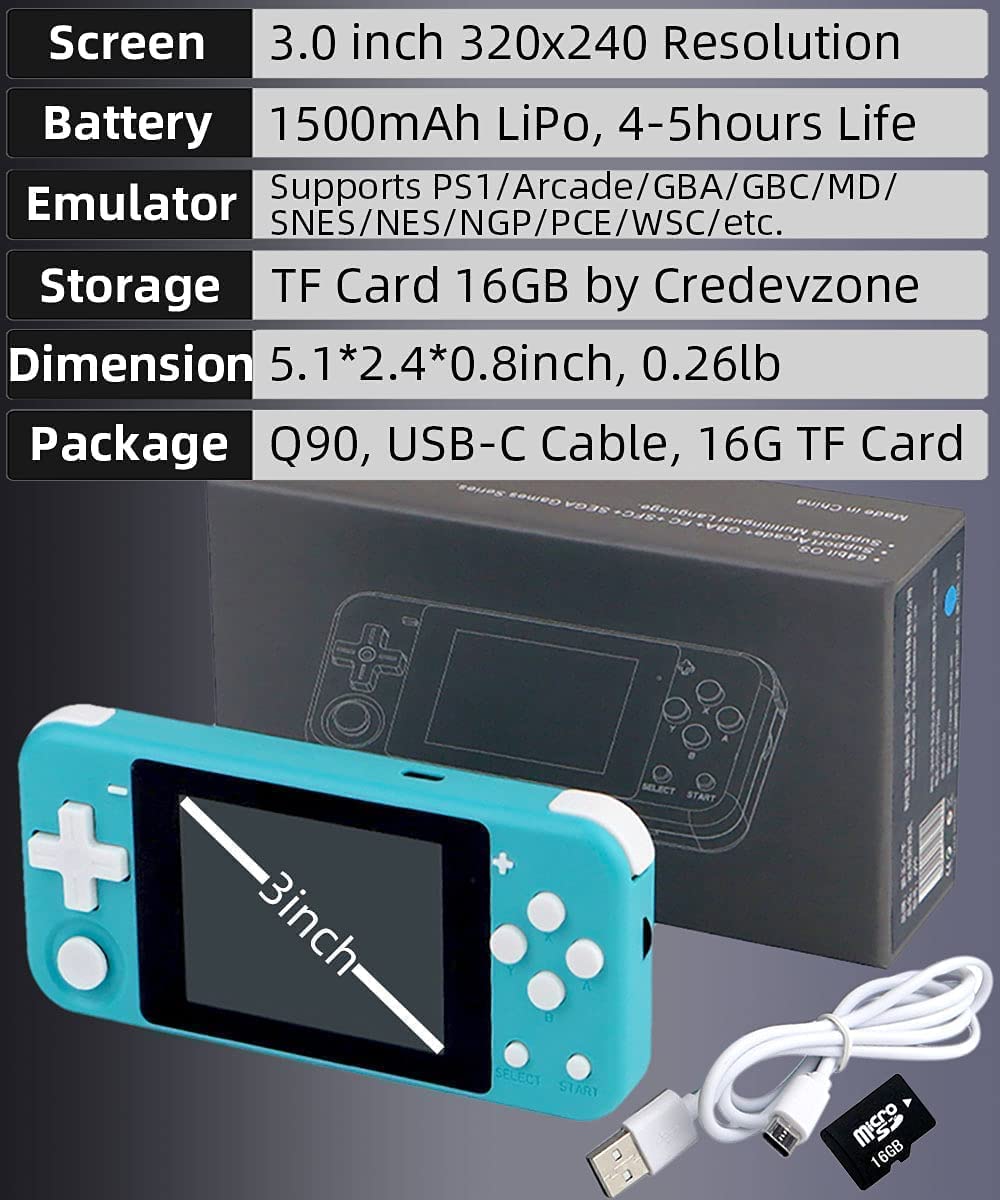 Console per Videogiochi Portatili retrò da 3 Pollici Giochi Classici Integrati Batteria Ricaricabile Console per Videogiochi Portatili in Stile Portatile F,Regalo di Natale per Bambini
