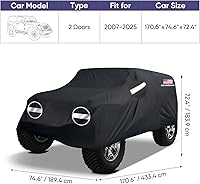 Vista 4 de NEVERLAND Funda para coche para Jeep Wrangler de 2 puertas, fundas impermeables para coche, protección contra el sol y la lluvia para Jeep Wrangler