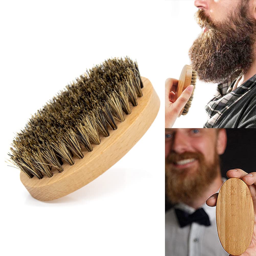 Spazzola Per Barba Da Viaggio - Piccola Con Setole Di Cinghiale Per Uomo, Spazzola Per Il Viso, Cura Professionale Della Barba, Per Tutti I Tipi Di Capelli