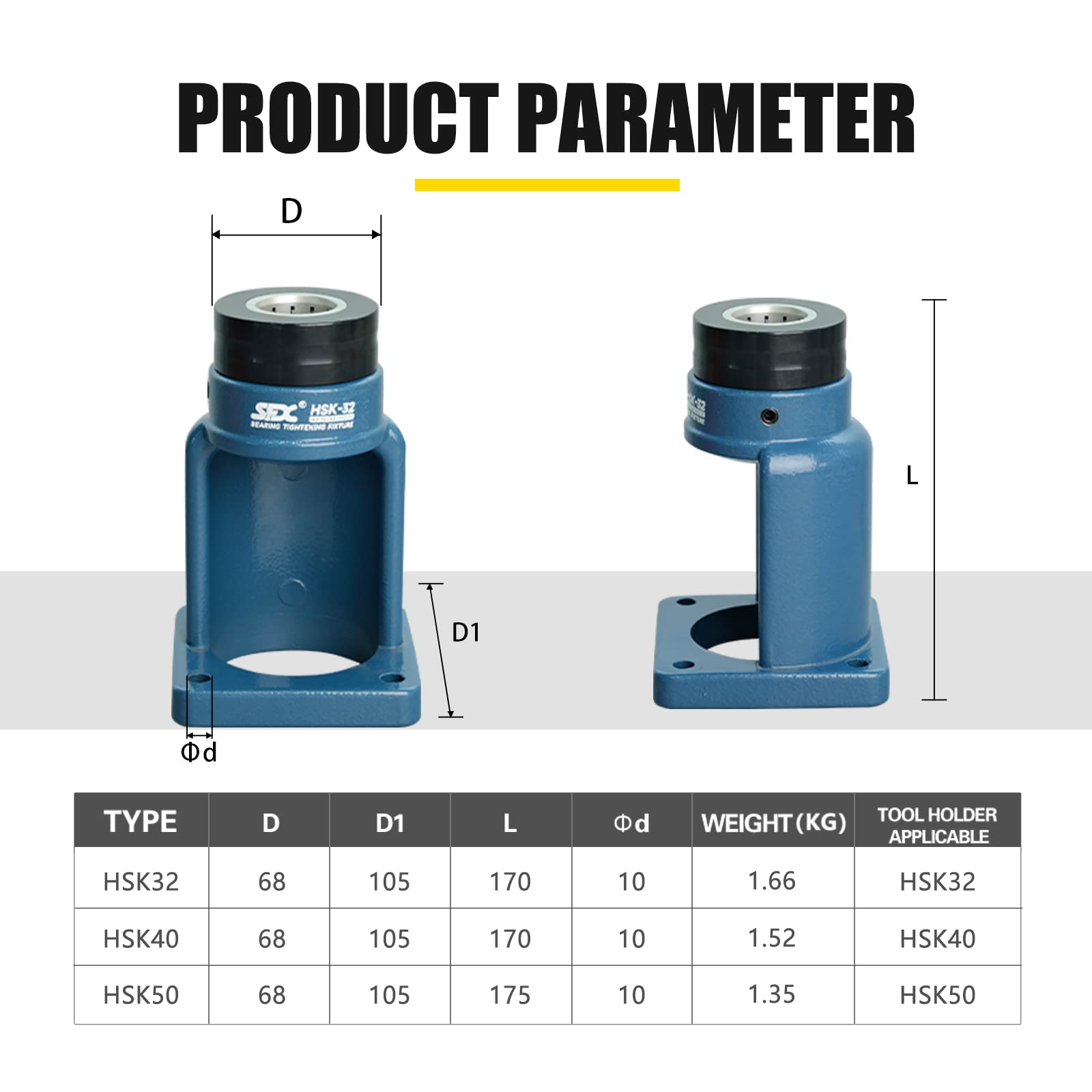 Porte-outils HSK-50 - Roulement à billes - Serrage - Support d'outils
