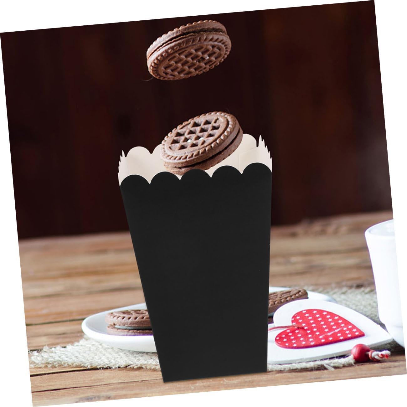 Operitacx 100pcs Black Paper Popcorn Boxes Bulk Pack, Disposable Popcorn Containers for Movie Night, Party, Wedding Snack Holders