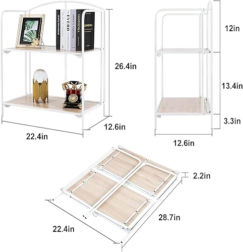 Miniatura 3 de Crofy Estantería plegable sin montaje para sala de estar, estante plegable de 3 niveles para oficina en casa, organizador de almacenamiento portátil