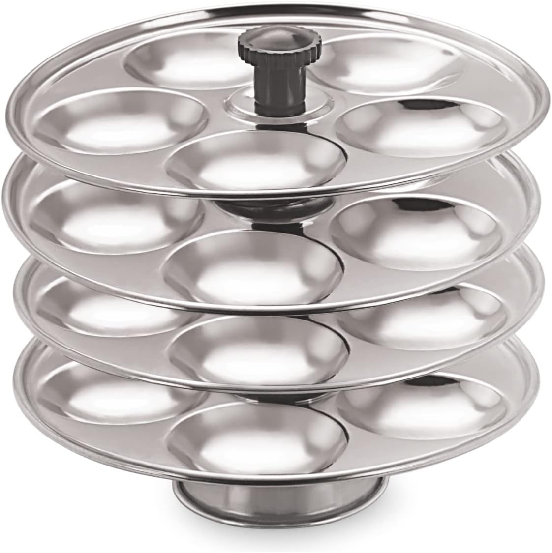 Hazel Stainless Steel Medium Idli Plate with Stand, 4-Rack Plates, 20 Idlis