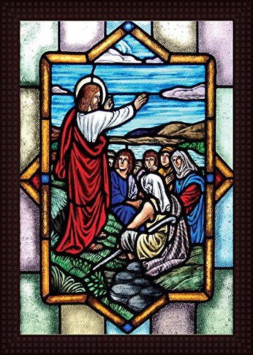 Image of Tamatina Jesus Framed Canvas Painting Christian Paintings - Jesus Framed Photos - Wooden Texture Frame with 2mm Glass - Size 15.5 inch x 11.5 inch (40x30 Cms) - Frame Painting with Glass