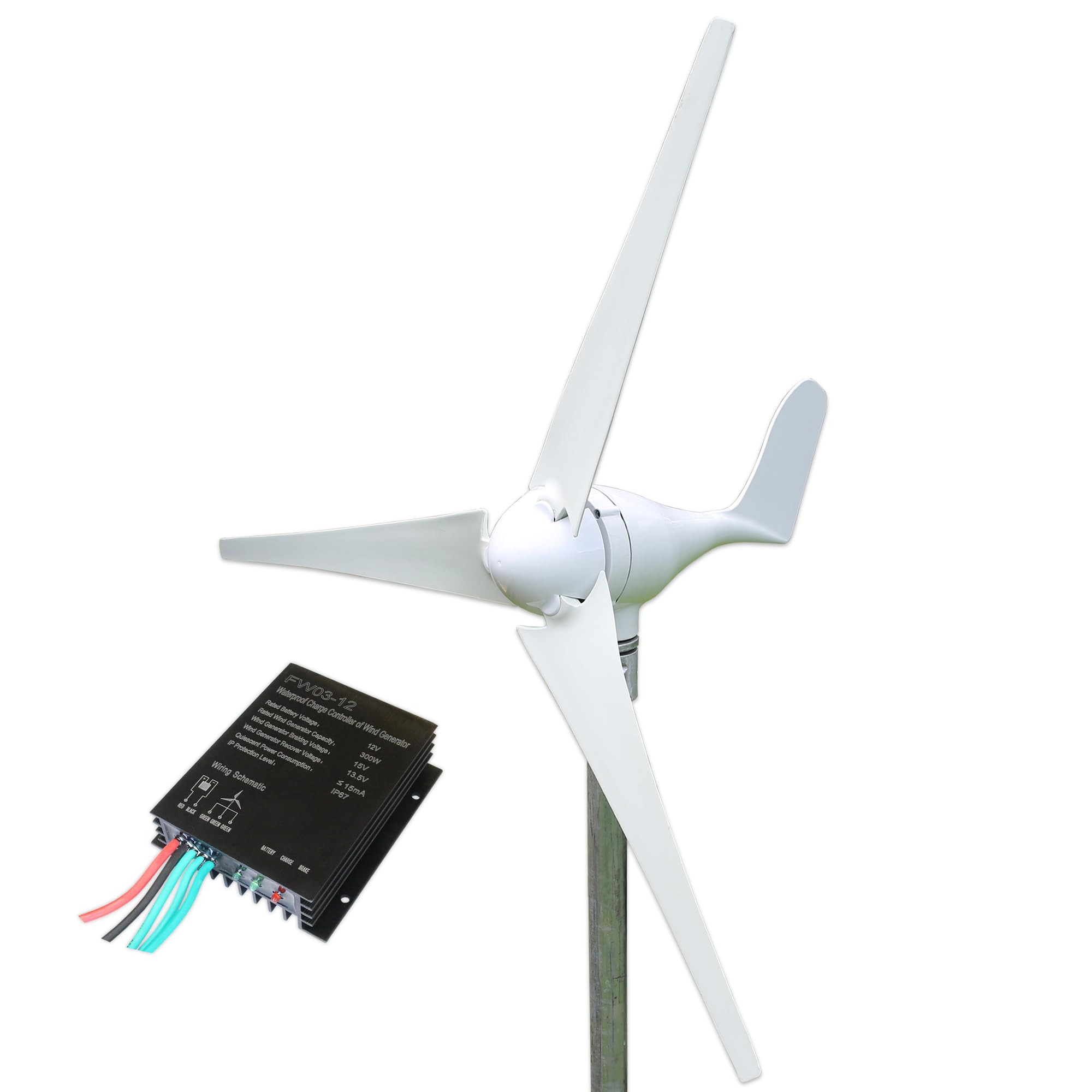 LOWENERGIE 100W 12V Wind Turbine Generator Kit – Off-Grid Power System with Charge Controller for Boats, Caravans, Remote Cabins and UK Renewable Energy