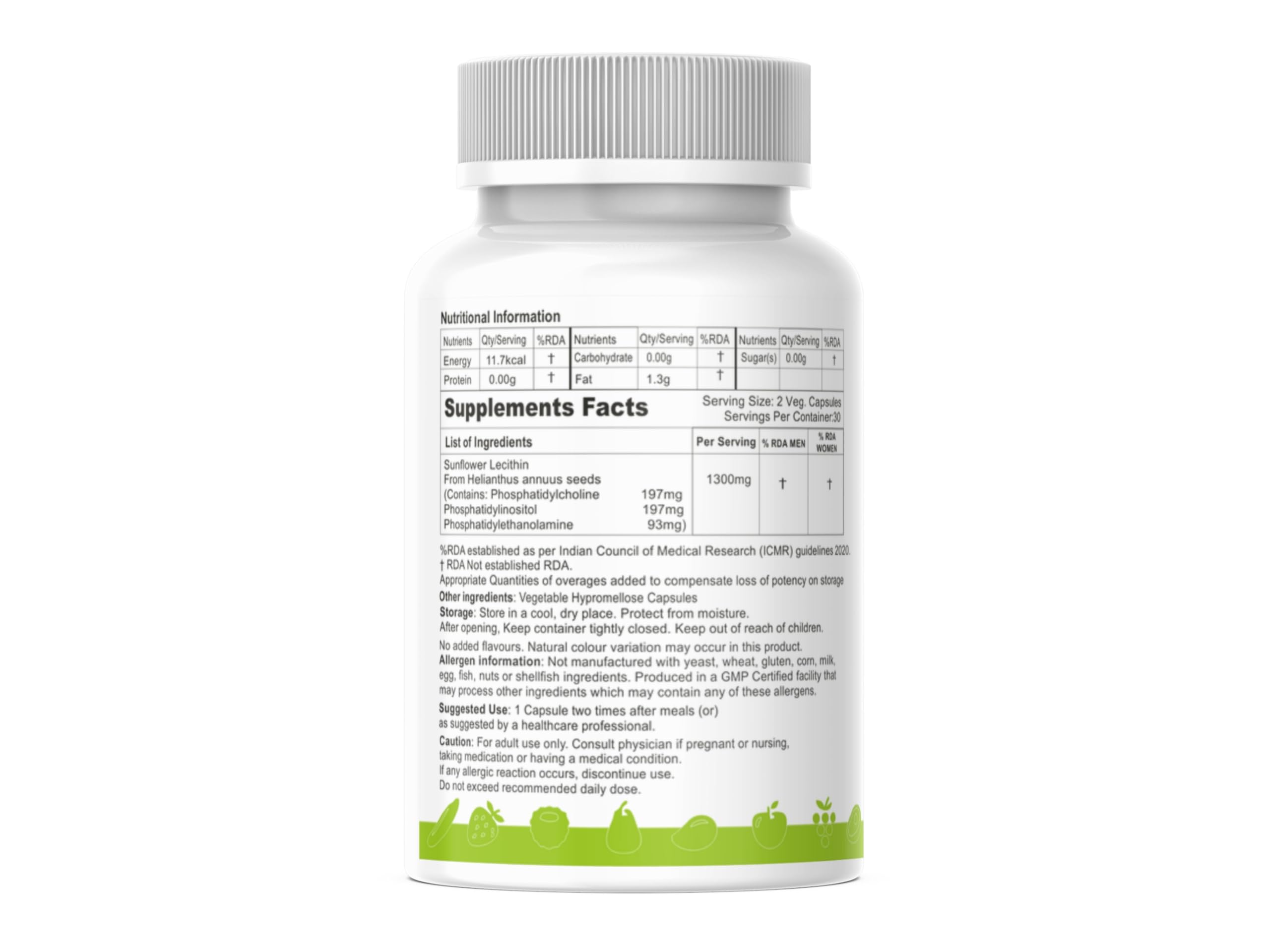 FruitPill Sunflower Lecithin Supplement, 60 Capsules