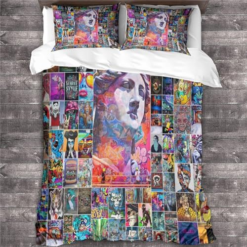 Parure de lit microfibre graffiti haut de gamme avec zip invisible