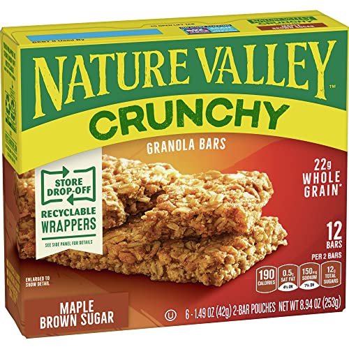 Nature Valley Crunchy Granola Bars, Maple Brown Sugar, 12 Bars, 8.9 OZ (6 Pouches)