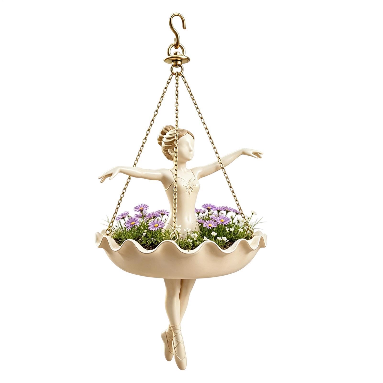 yuchdzexu Ballet Dancer Shaped Hangable Flower Pot,Hammock Flower Pot