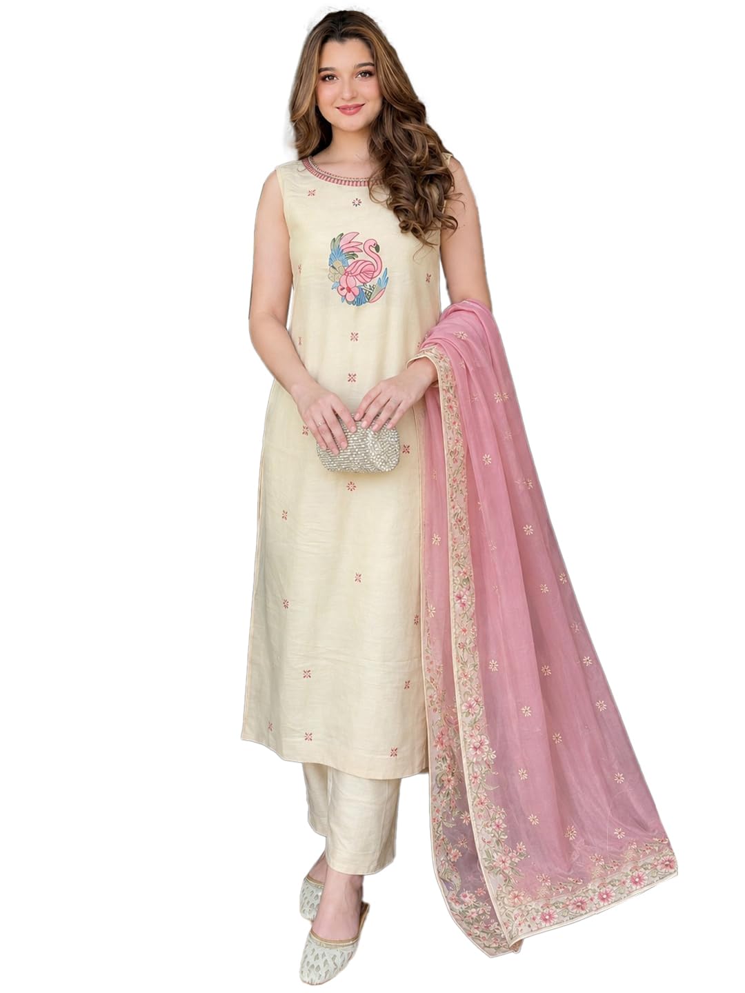 anni designer Kurta Set for Women Viscose Blend Embroidered | Sleeveless Kurta Pant Dupatta Set for Woman | Boat Neck 3 Piece Ethnic Dress Stylish Womens Clothing Trendy Outfit-picture-23
