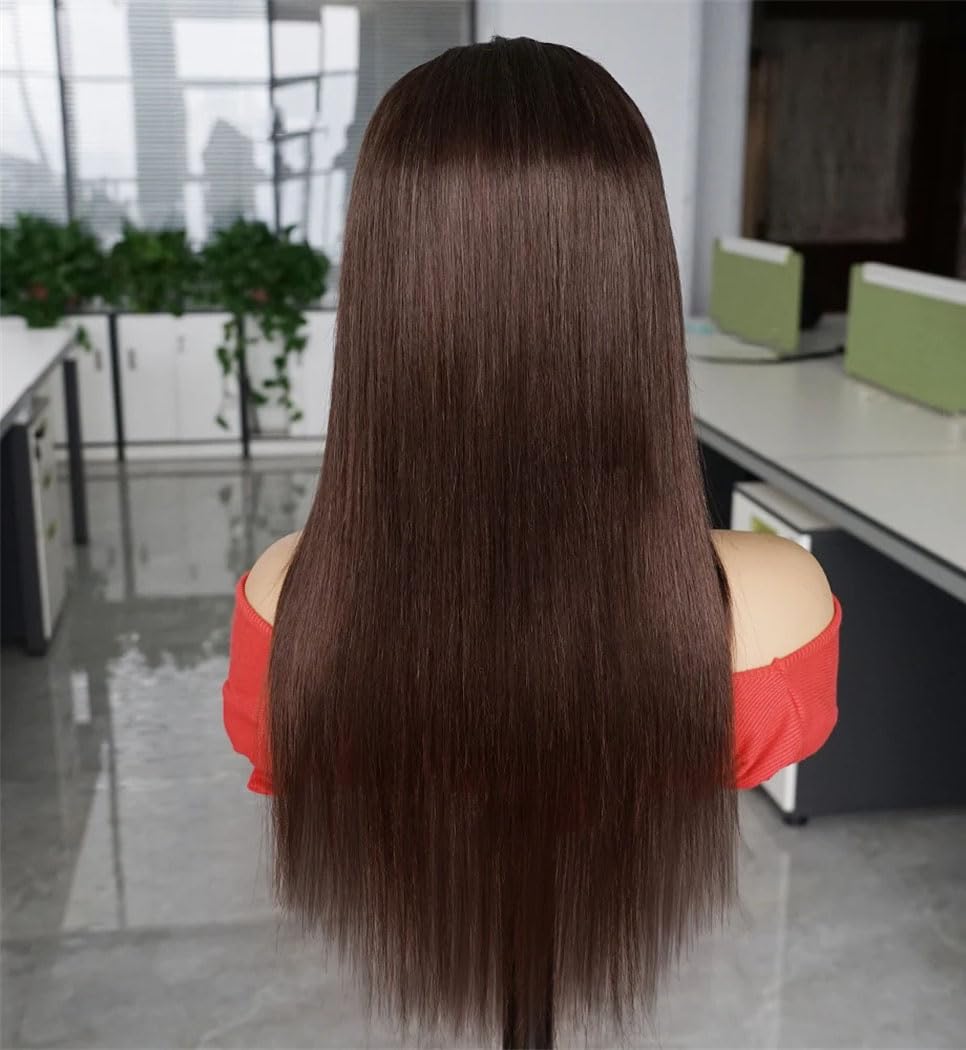 Parrucche for capelli umani anteriori in pizzo densità 180% da donna Capelli Remy pre-pizzicati trasparenti e lisci(13x4 Lace Wig,28 in)