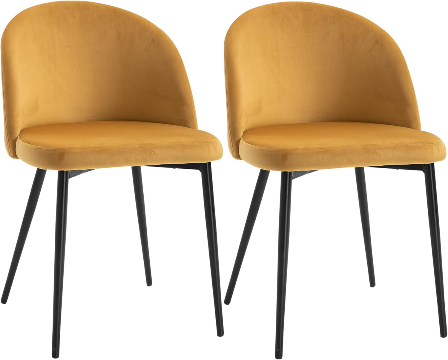 Modern Dining Chairs Set of 2, MidBack Velvet Upholstered