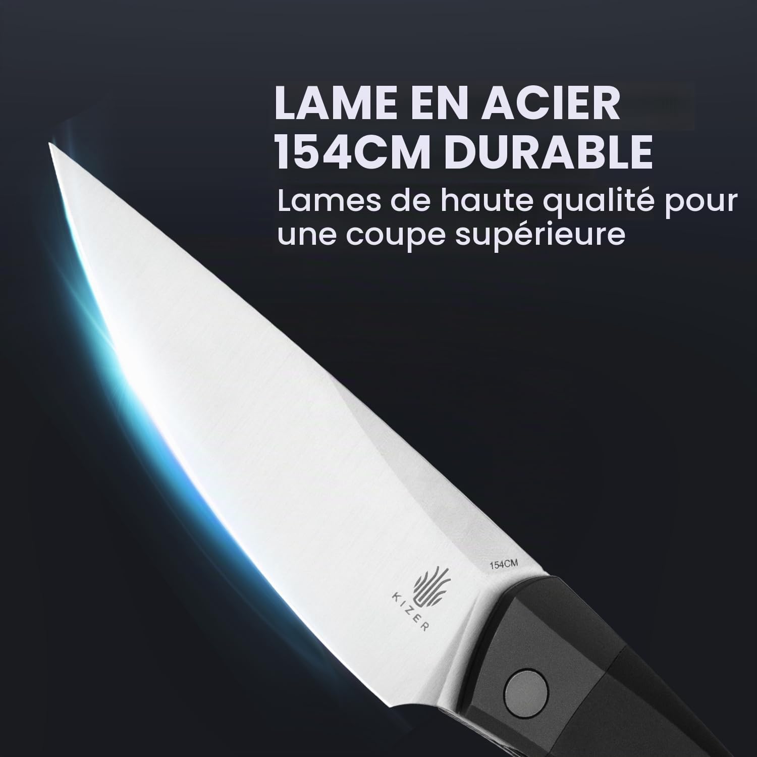 Kizer Momo Pocket Couteau Pliant, Lame 8CM Couteau Pliant de Camping, Manche en Aluminium Couteaux EDC pour Femmes et Hommes Cadeau V4663C1