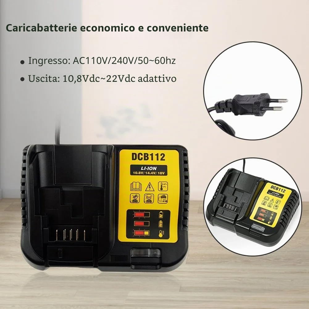 Caricabatterie di ricambio agli ioni di litio per De-WA-t Accessori elettronici di consumo DCB112 DCB105 DCB015 10,8 V 14,4 V 18 V o (DCB112)