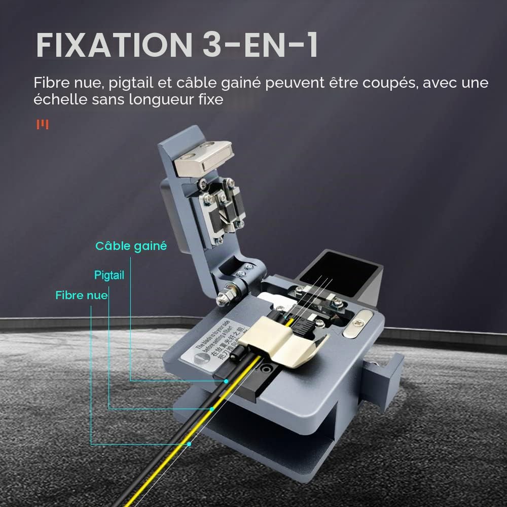 TM20 Cliveuse Fibre Optique avec fixation 3 en 1 et rail coulissant à rebond automatique, Fiber Cleaver fibre optique de haute précision avec conception de fibre anti-rupture