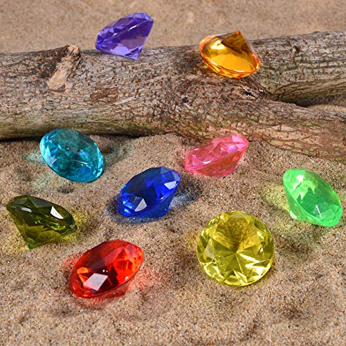 Diving Gem Pool Toy 6 Big Colorful Diamonds Set with Treasure Pirate