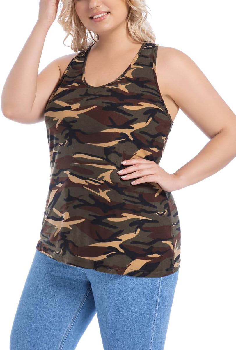 Womens Plus Size Tops Cute Sleeveless Shirts Racerback Basic Tank Tops - Image 4