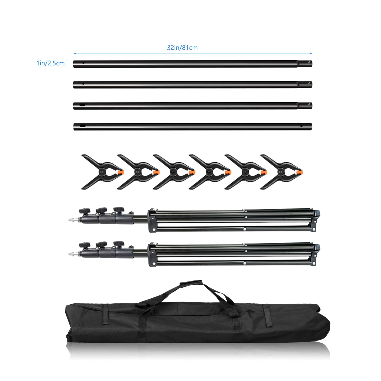 Kit de soporte de fondo de fotografía de 3 x 3 m, soporte de fondo ajustable, sistema de soporte de telón de fondo, soporte resistente para sesión de fotos de estudio, retratos, fiestas de boda