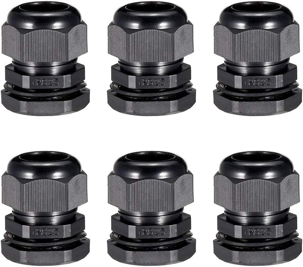 YXQ PG25 Waterproof Cable Gland Joints w Gasket Adjustable Lock Nut Connector Black for 1621mm