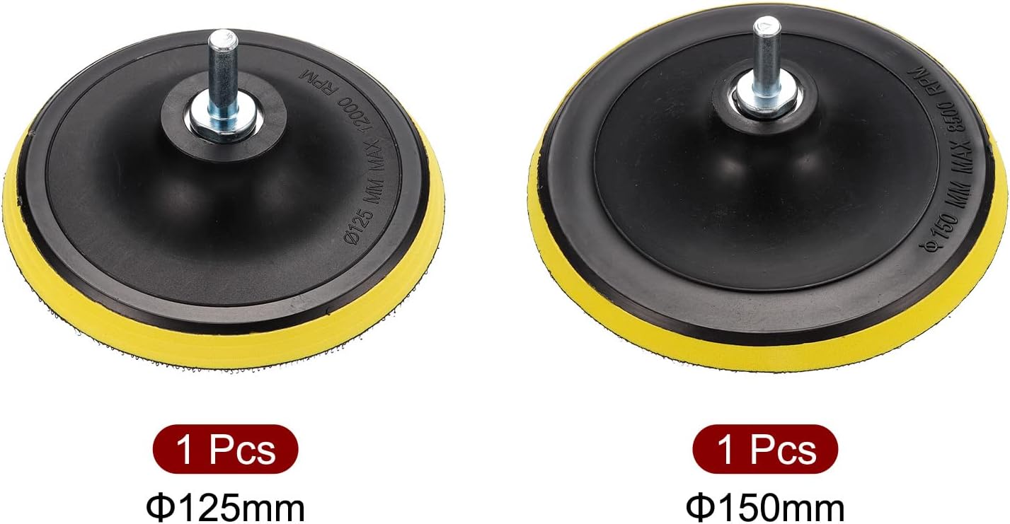 uxcell 6-inch 5-inch Hook and Loop Backing Pad, Orbital Sander Polisher Polishing Sanding Pad M14 M10 Drill Adapter 2pcs